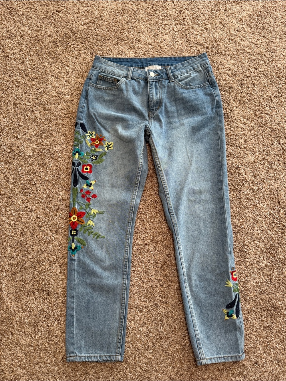 Hayden Los Angeles Blue Embroidered Floral Women’s Jeans